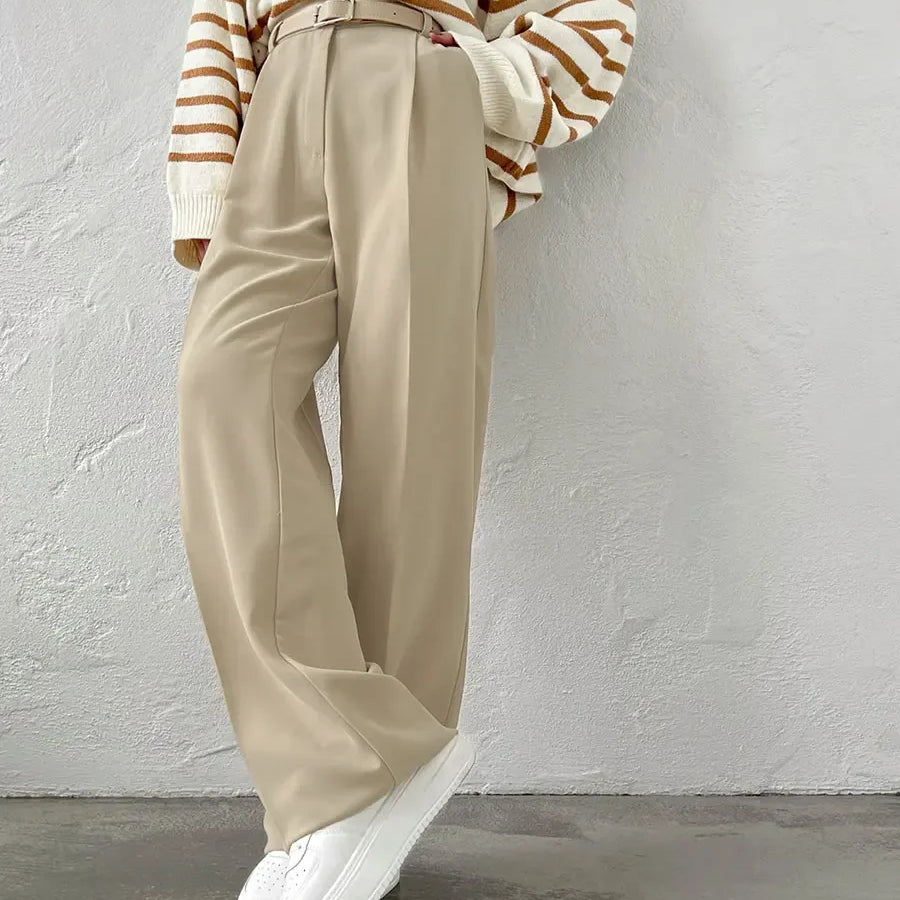 Tailored Pleat Wide-Leg Trousers