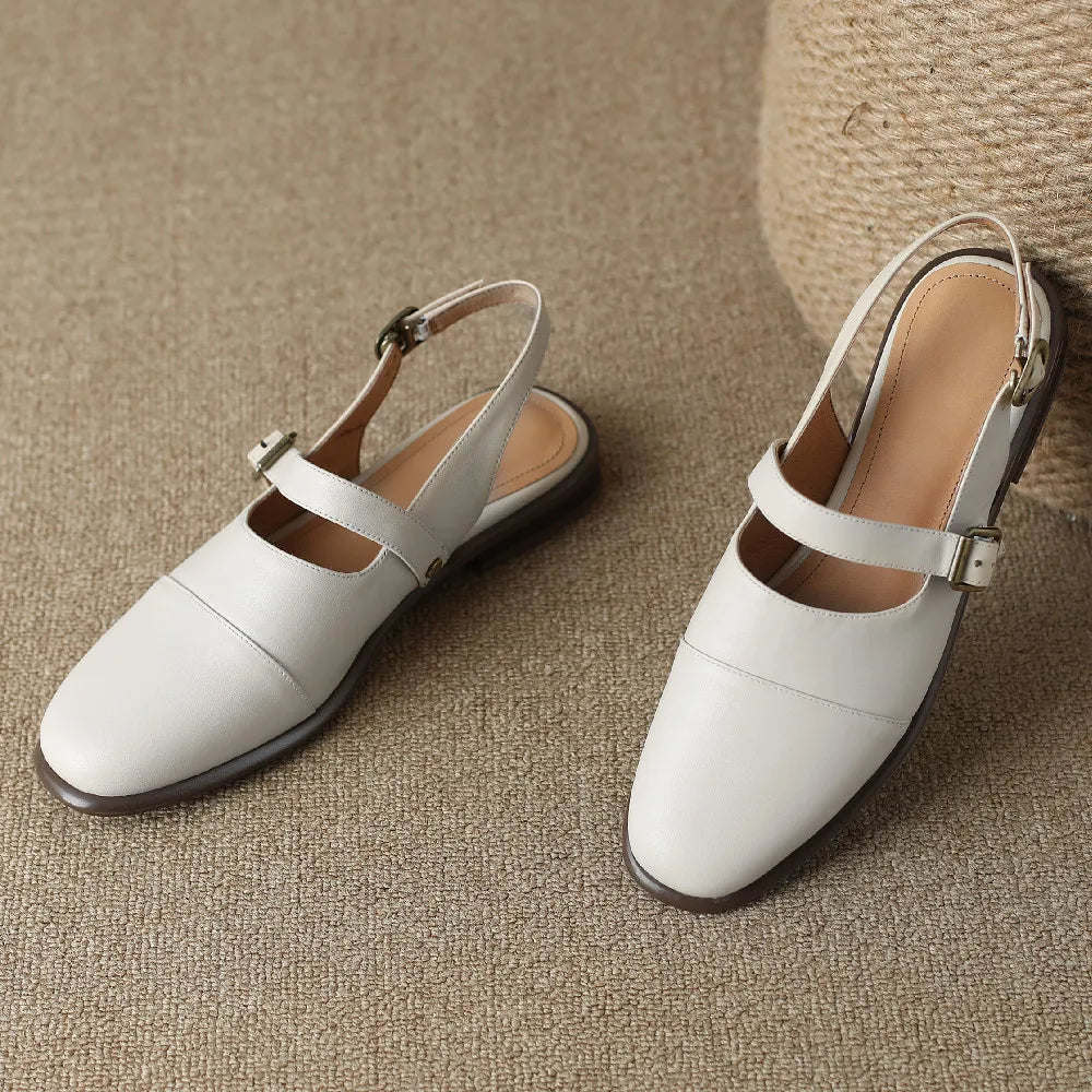 Biarritz Leather Slingback Flat Sandals