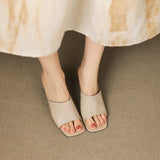 The Wide Strap Leather Flat Slide
