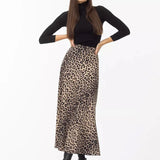 Harper Satin Leopard Midi Skirt