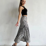 Harper Satin Leopard Midi Skirt