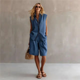 Women's Linen Two Piece Set Sleeveless Summer