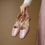 Ravello Italian Leather Cross-Strap Heel