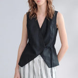 Women's Linen Tank Top V Neck Sleeveless