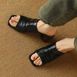 The Ruched Leather Block Heel Mule