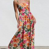 Isadora Women’s Floral Backless Slip Maxi Dress