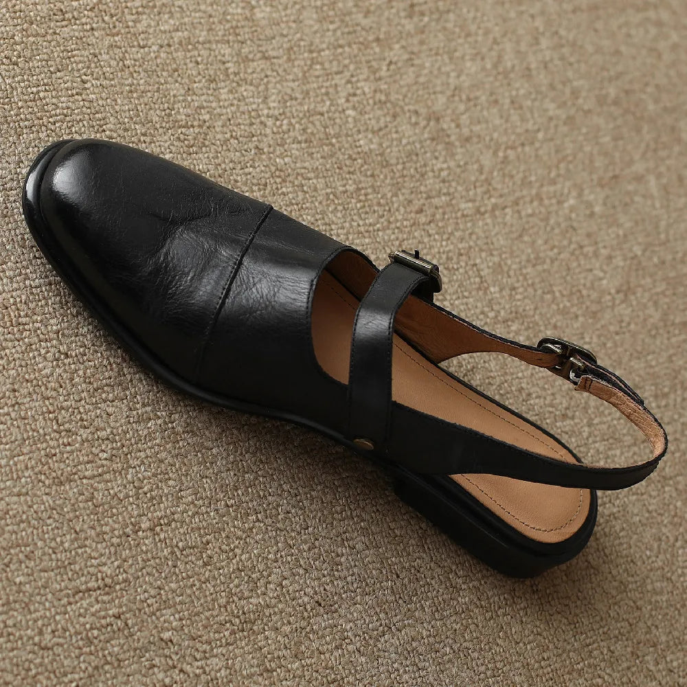 Positano Leather Slingback Flat Sandals