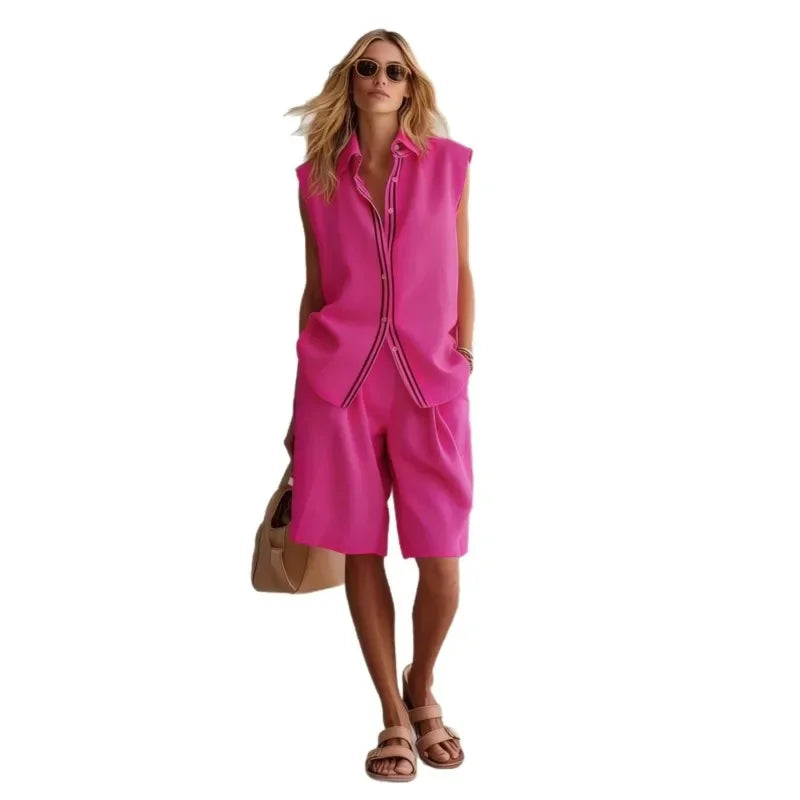 Women's Linen Two Piece Set Sleeveless Summer