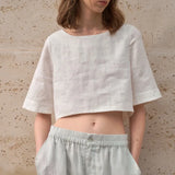 The Boxy Linen Crop Top