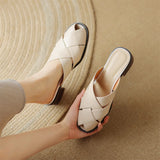 The Woven Leather Flat Mule