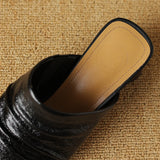 The Ruched Leather Block Heel Mule