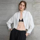 The Cropped Long Sleeve Linen Shirt