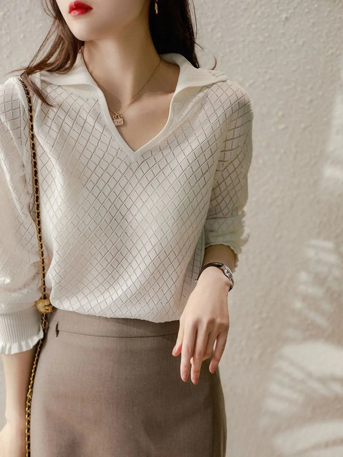 Céleste Diamond Knit Top