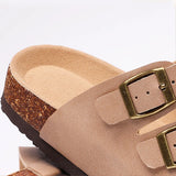 Women's Nappa Leather Orthopedic Double Buckle Slide