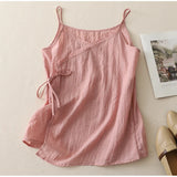 Women's Lace Up Cotton Linen Camisole Tank Top