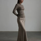 Seraphine Satin Fishtail Maxi Skirt
