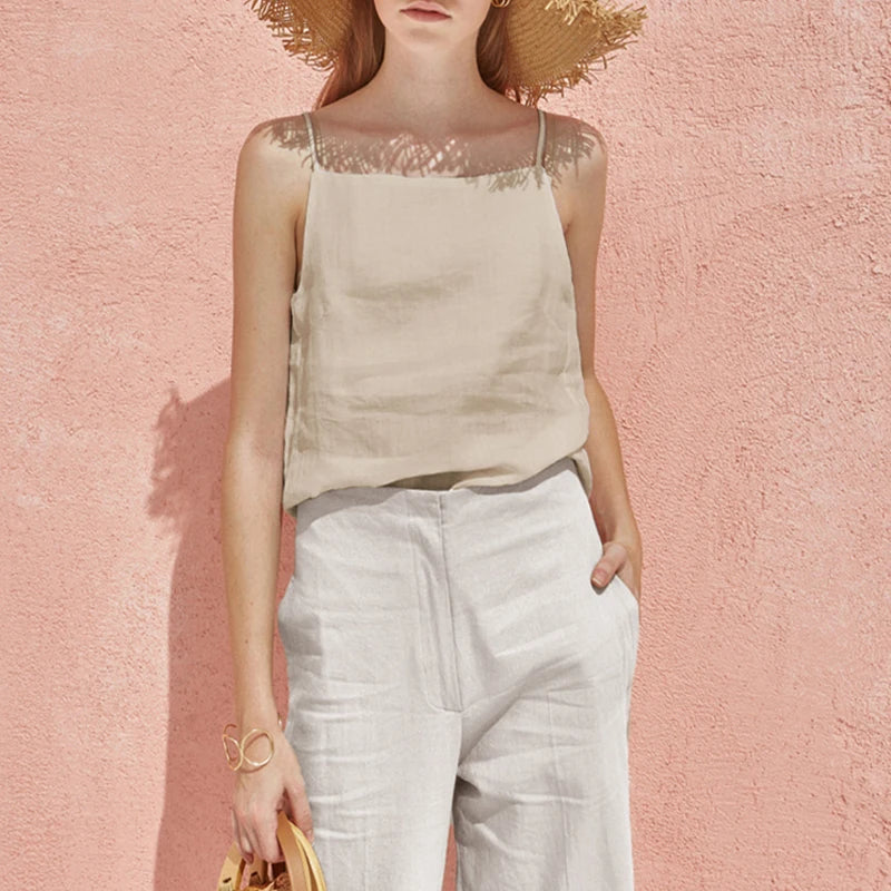 The Satin Strap Linen Cami