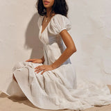 Women's Long Maxi Dress – Puff Sleeve