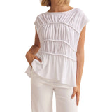 Women’s Ruched Cap Sleeve Peplum Top