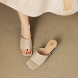 The Wide Strap Leather Flat Slide