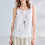 Women's Square Neck Tank Top Ramie Lyocell Loose