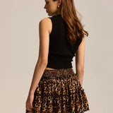 Viora Leopard Ruffle Skirt