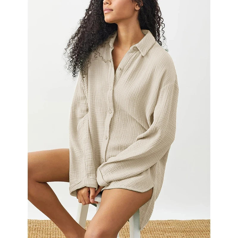 Florentine Gauze Button-Up Blouse
