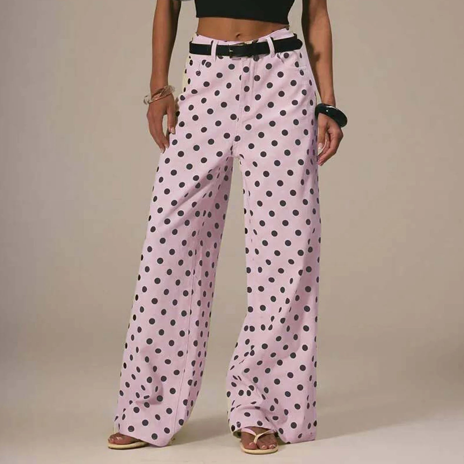 Polka Dot Wide-Leg Trouser