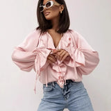 Liora Satin Ruffle Blouse