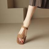 Mirea Suede T-Strap Sandals