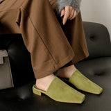 Women’s Leather Croc-Embossed Low Heel Mules