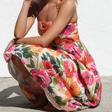Isadora Women’s Floral Backless Slip Maxi Dress