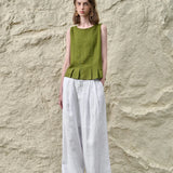 The Pleated Hem Linen Top