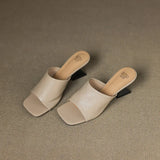 The Wide Strap Leather Flat Slide
