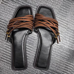 Capri Leather Flat Slides — Sandals
