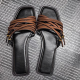 Capri Leather Flat Slides — Sandals