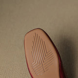 Women’s Leather Square Toe Chunky Heel Mules