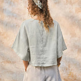 The Flared Sleeve Linen Pullover