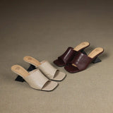 The Wide Strap Leather Flat Slide