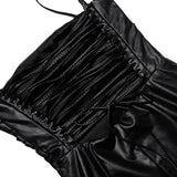 Onyx Lace-Up Faux Leather Midi Dress
