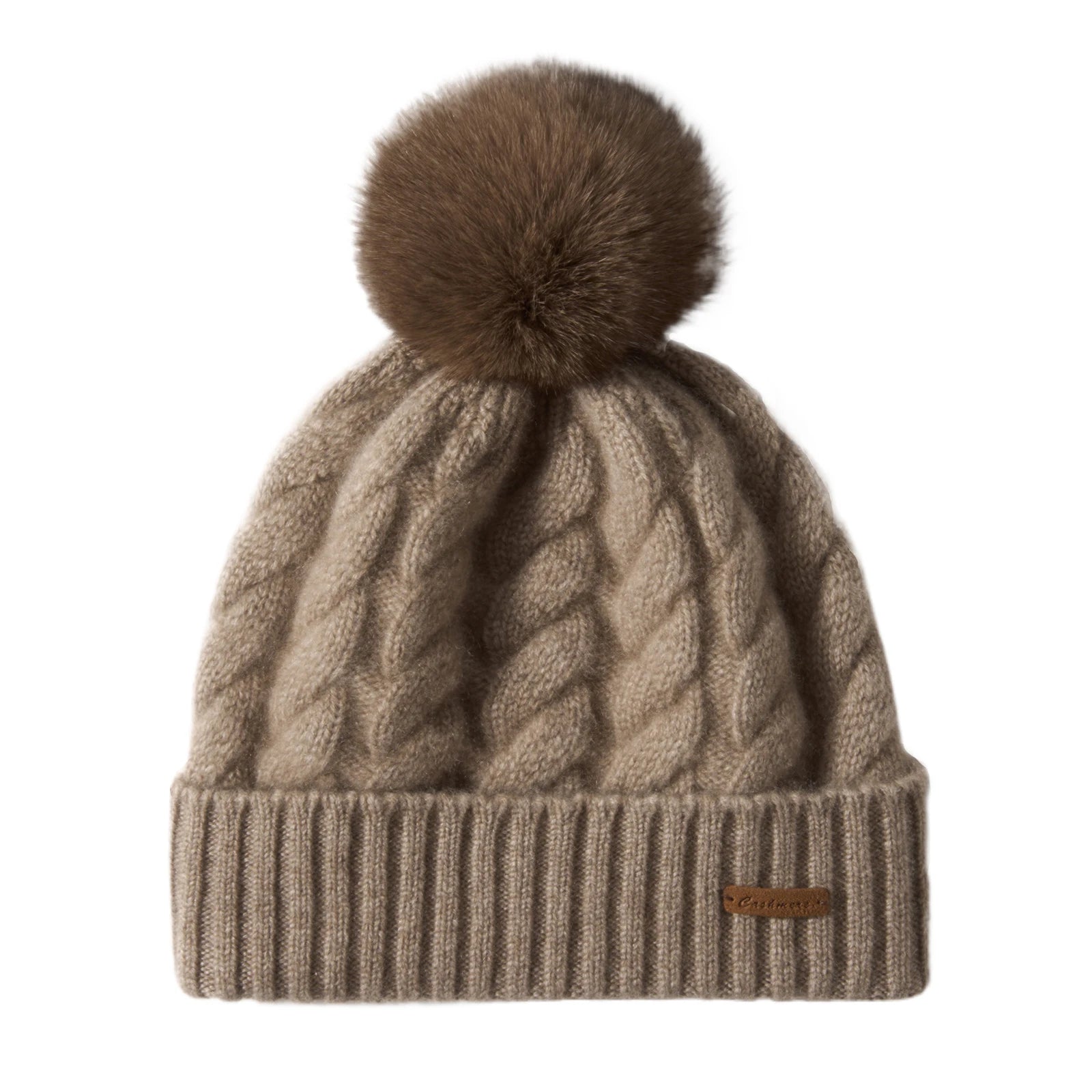 Elle Cable Cashmere Pom Beanie
