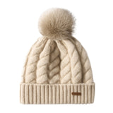 Elle Cable Cashmere Pom Beanie