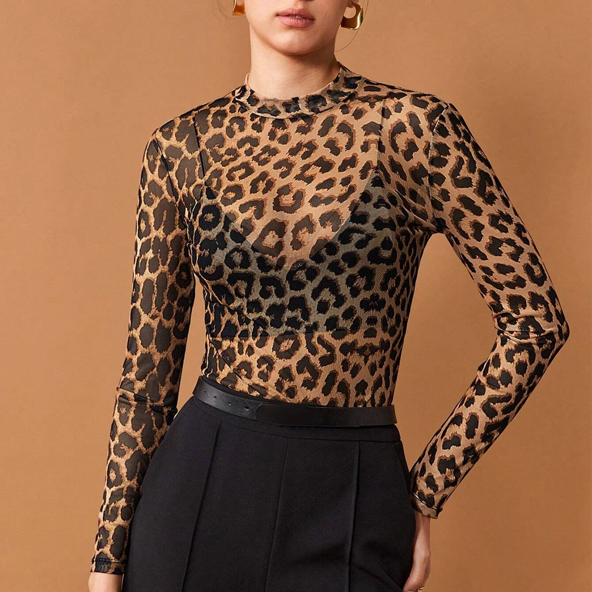 Veronica Leopard Mesh Top