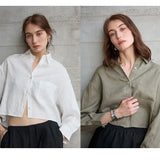 The Cropped Long Sleeve Linen Shirt