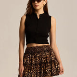 Viora Leopard Ruffle Skirt