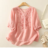 Eloria V-Neck Cotton Blouse