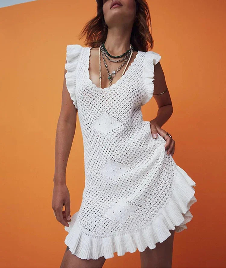 crochet beach mini dress Montego Mini Dress