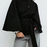 Novara Wool-Blend Cape Coat