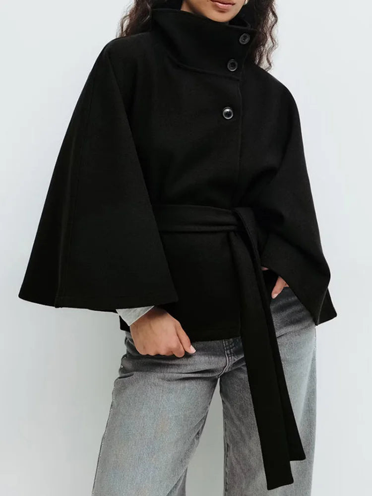 Novara Wool-Blend Cape Coat – Lacceti Novara Wool-Blend Cape Coat – Lacceti