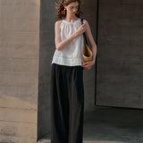 The Pleated Wide Leg Linen Pant